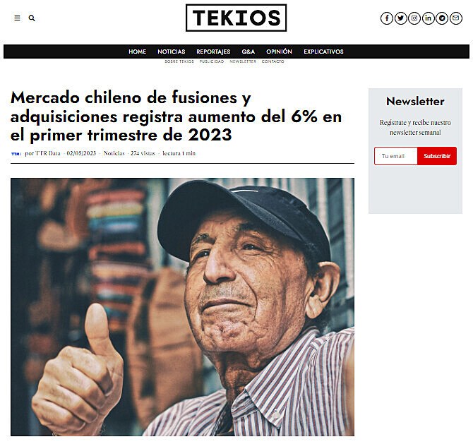 Mercado chileno de fusiones y adquisiciones registra aumento del 6% en el primer trimestre de 2023